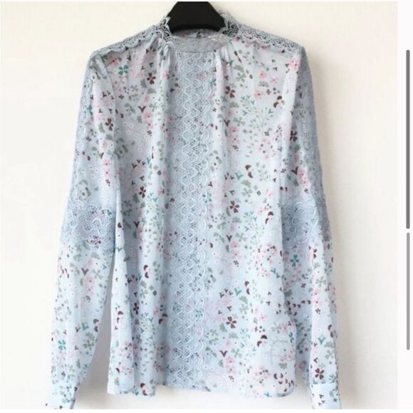NWOT TED BAKER Javiera lace top Pale Blue Size 4/US 10 - Picture 5 of 10